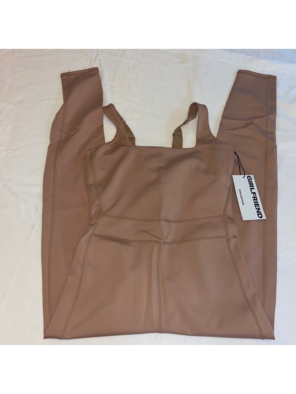 Girlfriend Collective NWT Luxe Paneled Unitard Jumpsuit - Kona Brown Size Large